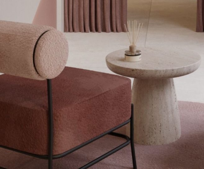 A calm reception area finished in natural materials